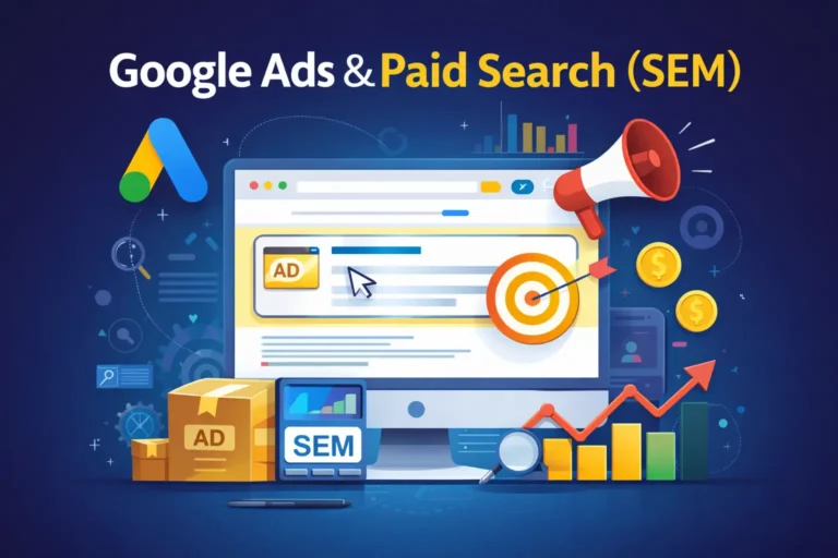 Google Ads and Paid Search SEM campaign strategy for targeted online advertising and lead generation